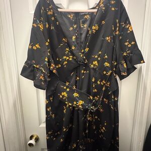 PrettyLittleThing Black Dress with Yellow Floral Print